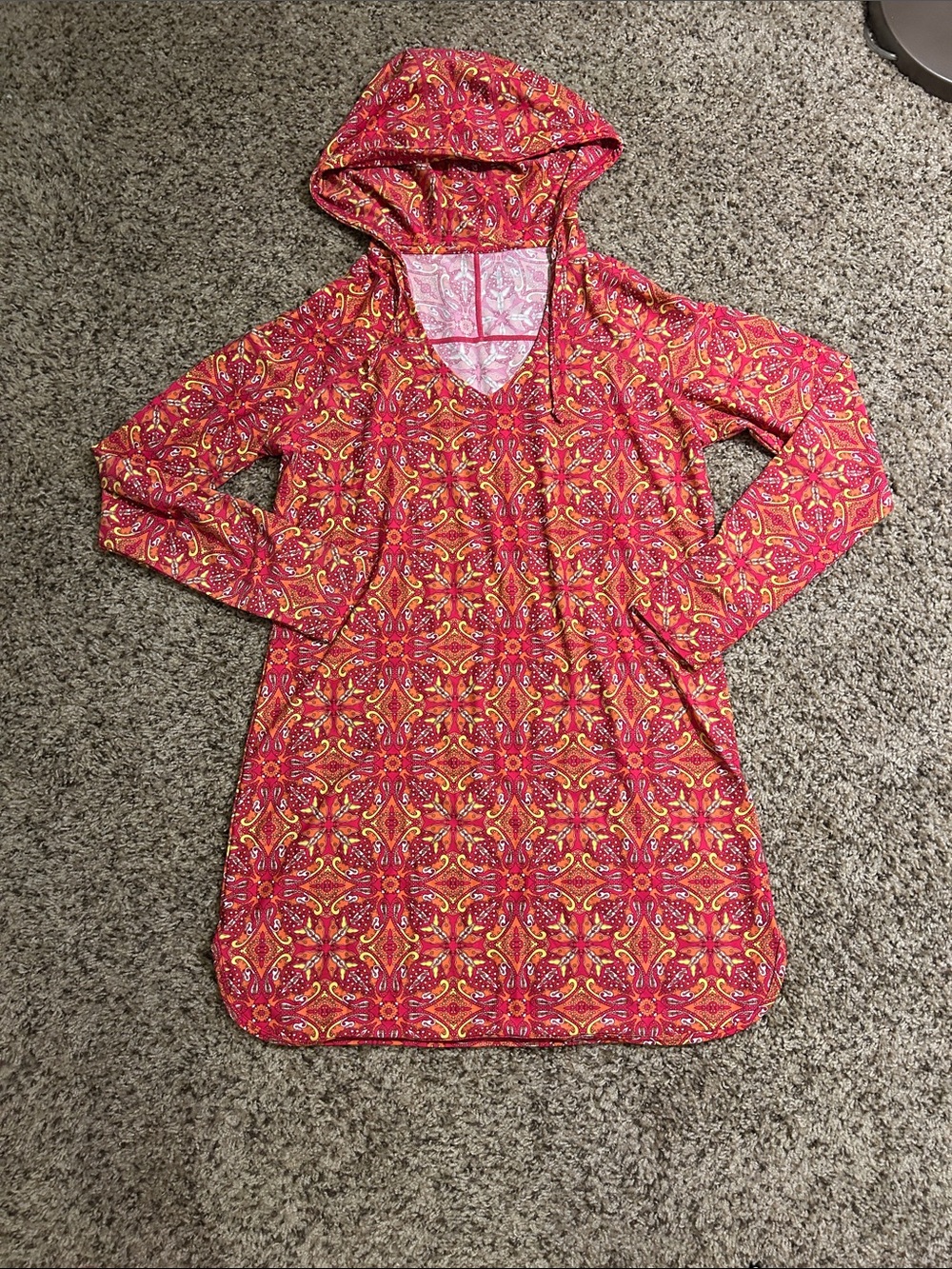 Coolibar Seacoast Hooded Swim Coverup Tunic. Medium